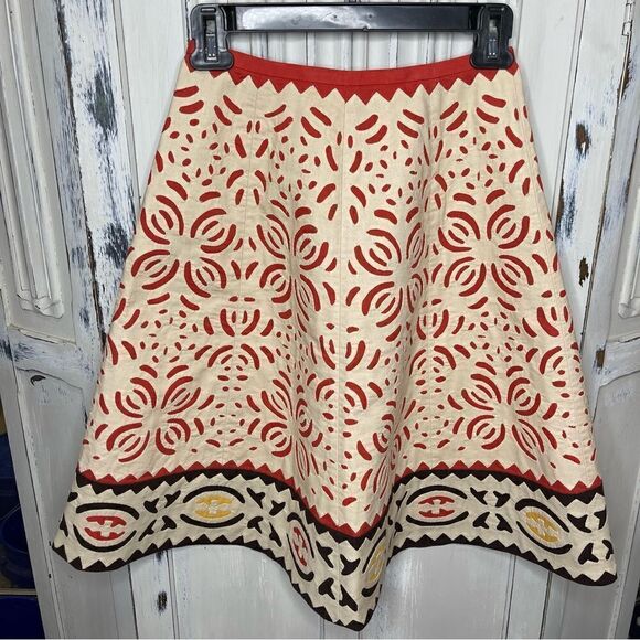 Lafayette 148 Bohemian Cutout Neutral Fall Colors Skirt - Picture 2 of 12